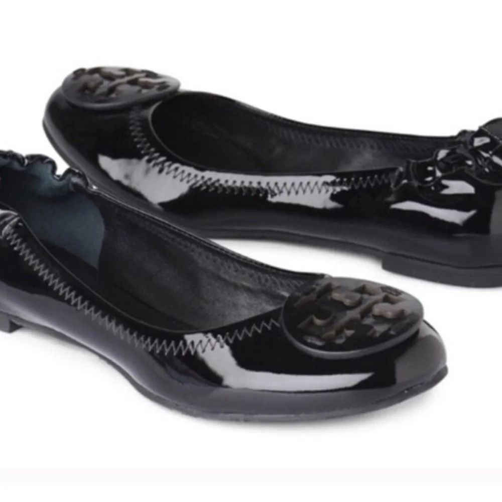 Tory Burch Reva Patent Leather Ballet Flats Shoes
